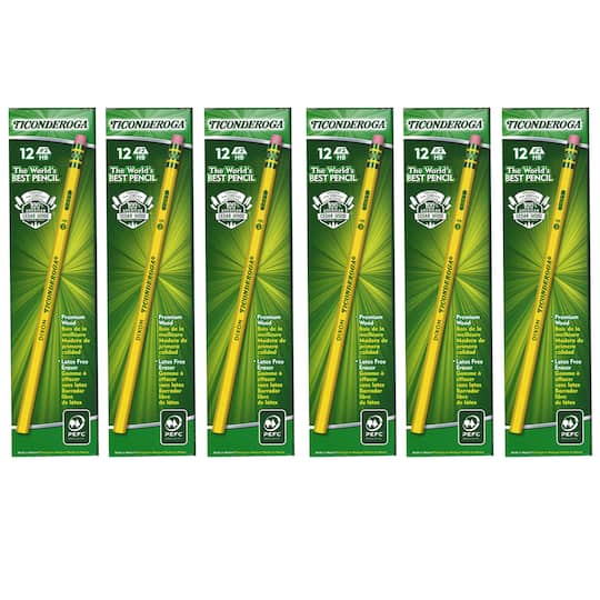 Ticonderoga® Pencils with Erasers, 6 Packs of 12